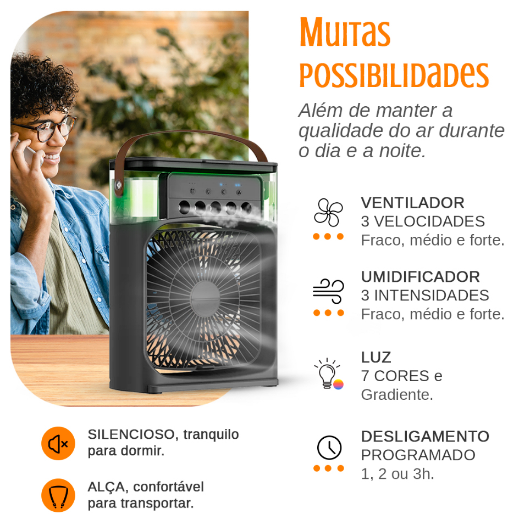 Mini Ar Condicionado - Climatizador - Umidificador - Ventilador Portátil