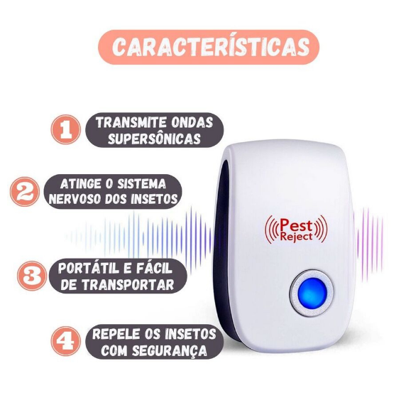 Repelente Eletrônico Ultrassônico Mosca Pernilongos Baratas Morcegos repele e Espanta Ratos bivolt