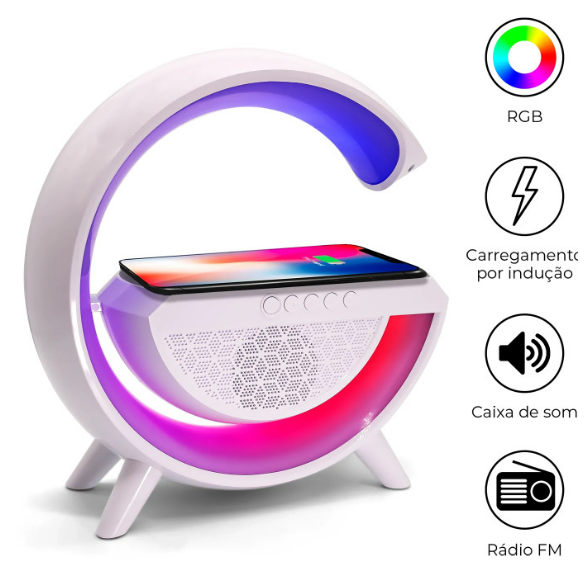 G-Speaker Luminária Bluetooth Inteligente Carregador Sem Fio Led