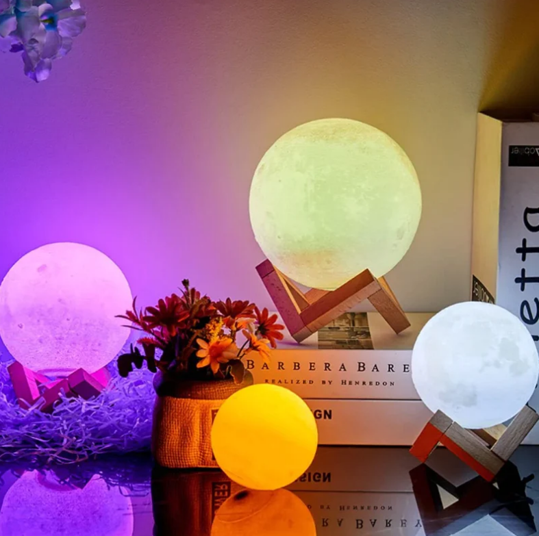 Luminária de Lua Cheia 3D Led Abajur Decoração